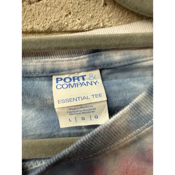 Vintage Y2K 90s Tie-dyed Graphic T-shirt L Pink Blue 100% Cotton - Picture 2 of 4